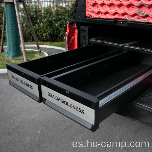 Sistema de cajón de almacenamiento trasero deslizable para acampar al aire libre